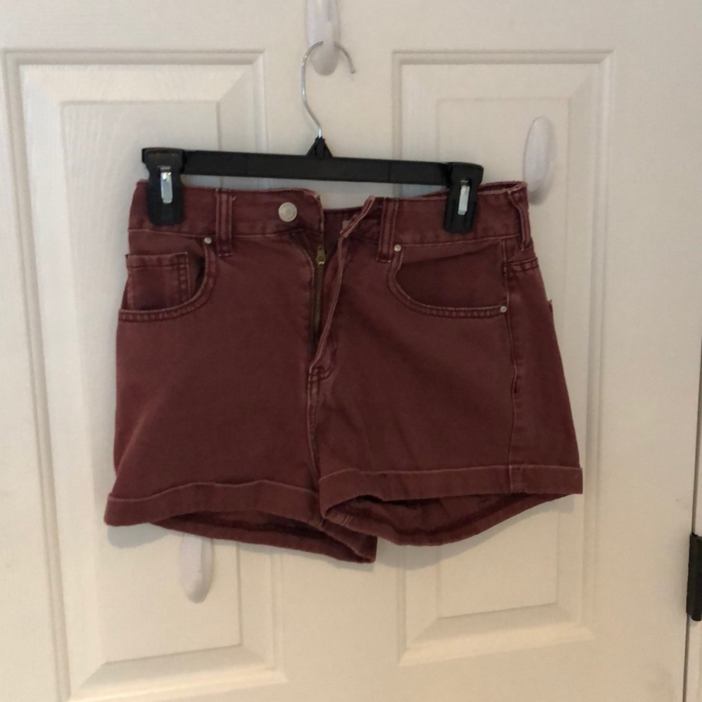 Maroon Jean shorts